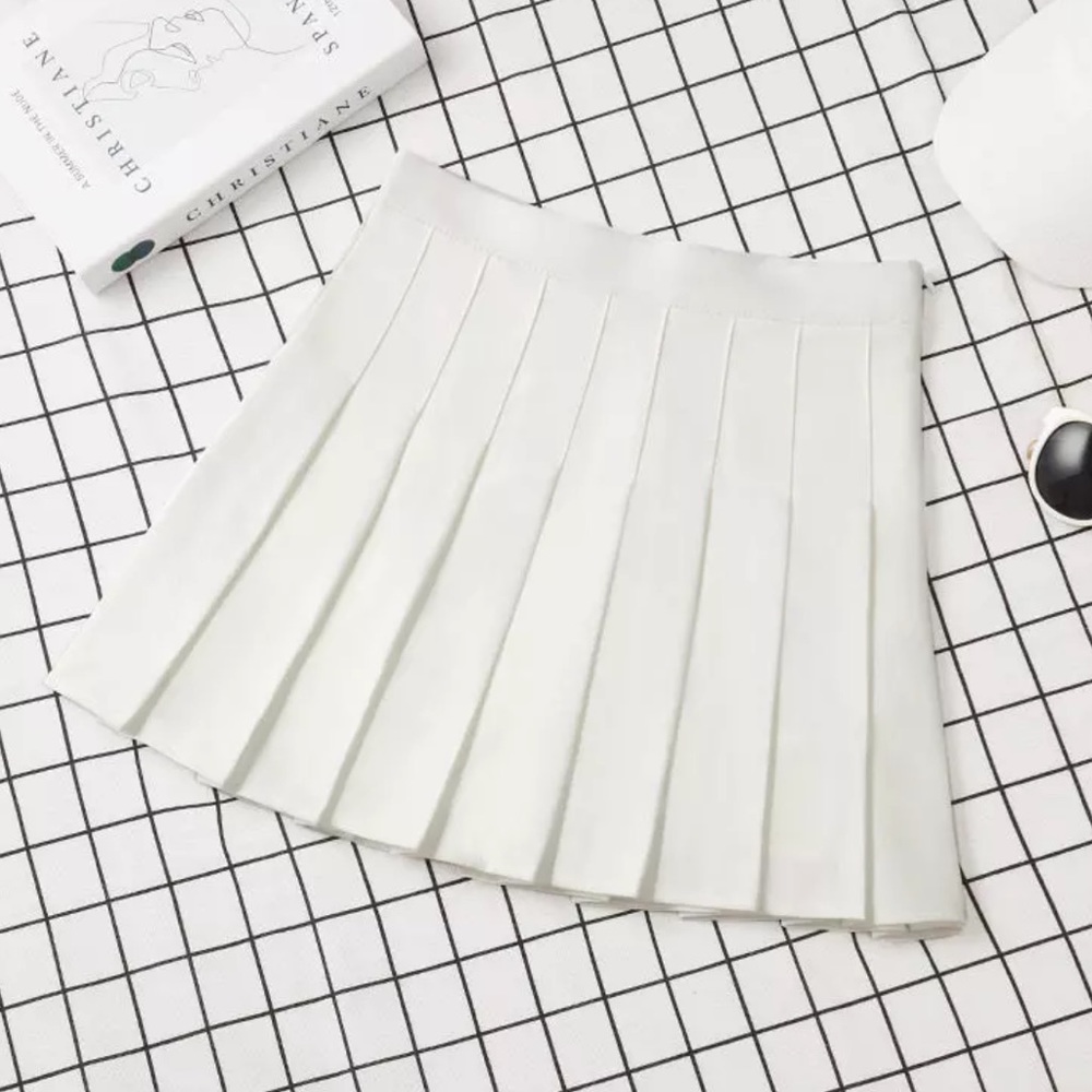 White Tennis Pleated School Girl Skirt